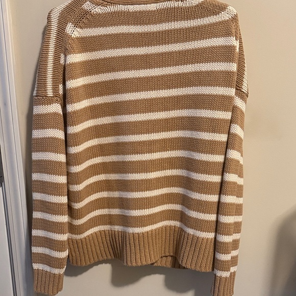 J. Crew Women's Camel and Natural Heritage cotton Striped Cardigan - Picture 10 of 10